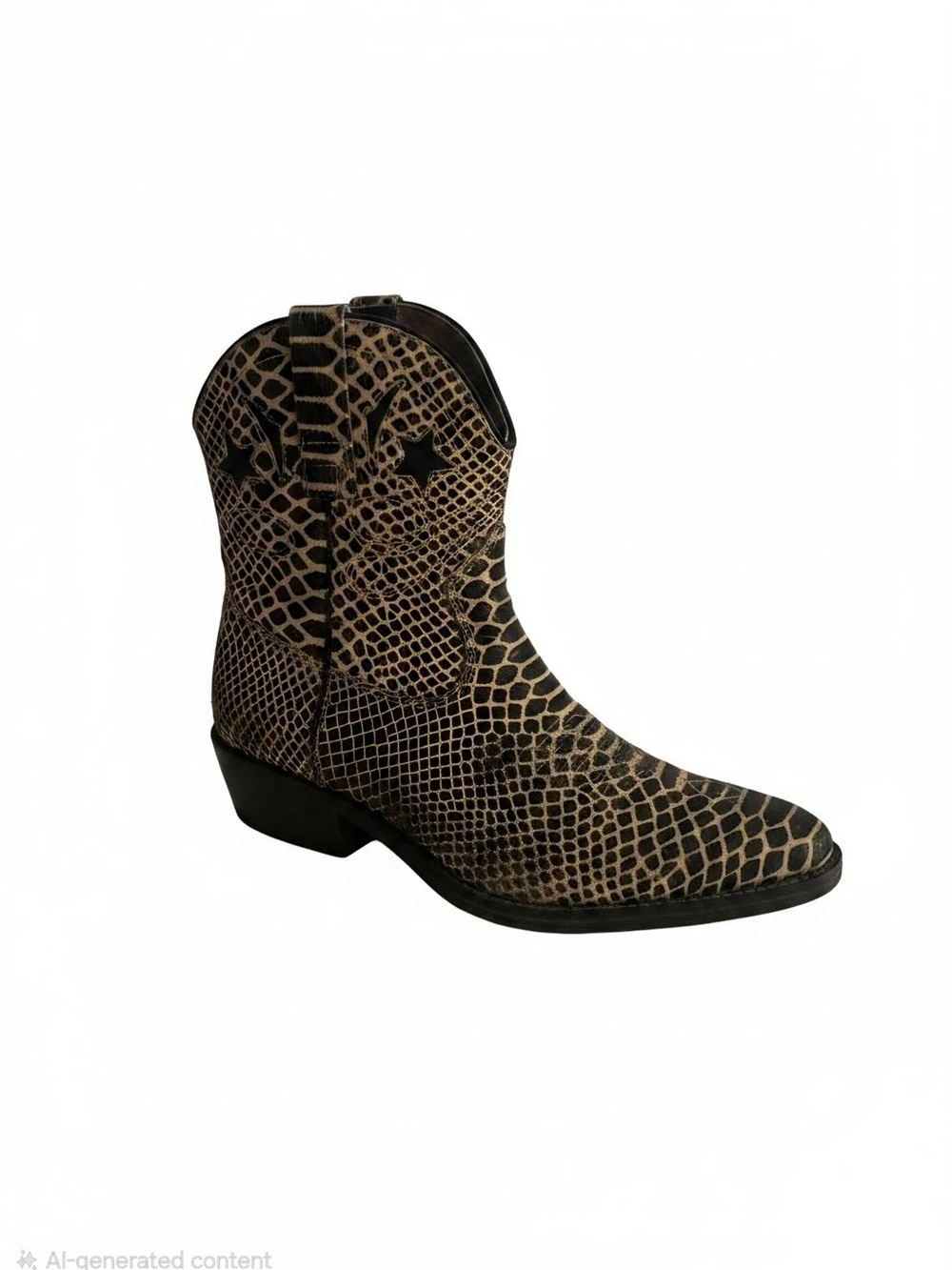 Women's Snake-Embossed Ankle Boots in Brown - Picture 2 of 3